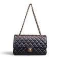 CHANEL BLACK LAMBSKIN DOUBLE FLAP BAG