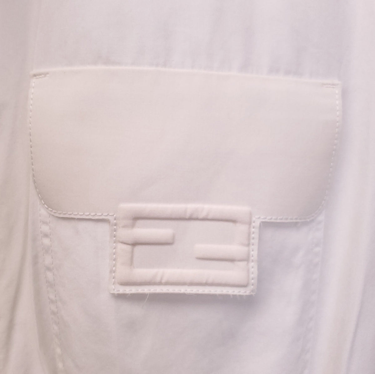 FENDI WHITE BUTTON UP DRESS WITH BAGUETTE POCKET - SIZE 38