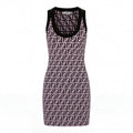FENDI BLACK AND PINK LOGO KNIT DRESS - SIZE S