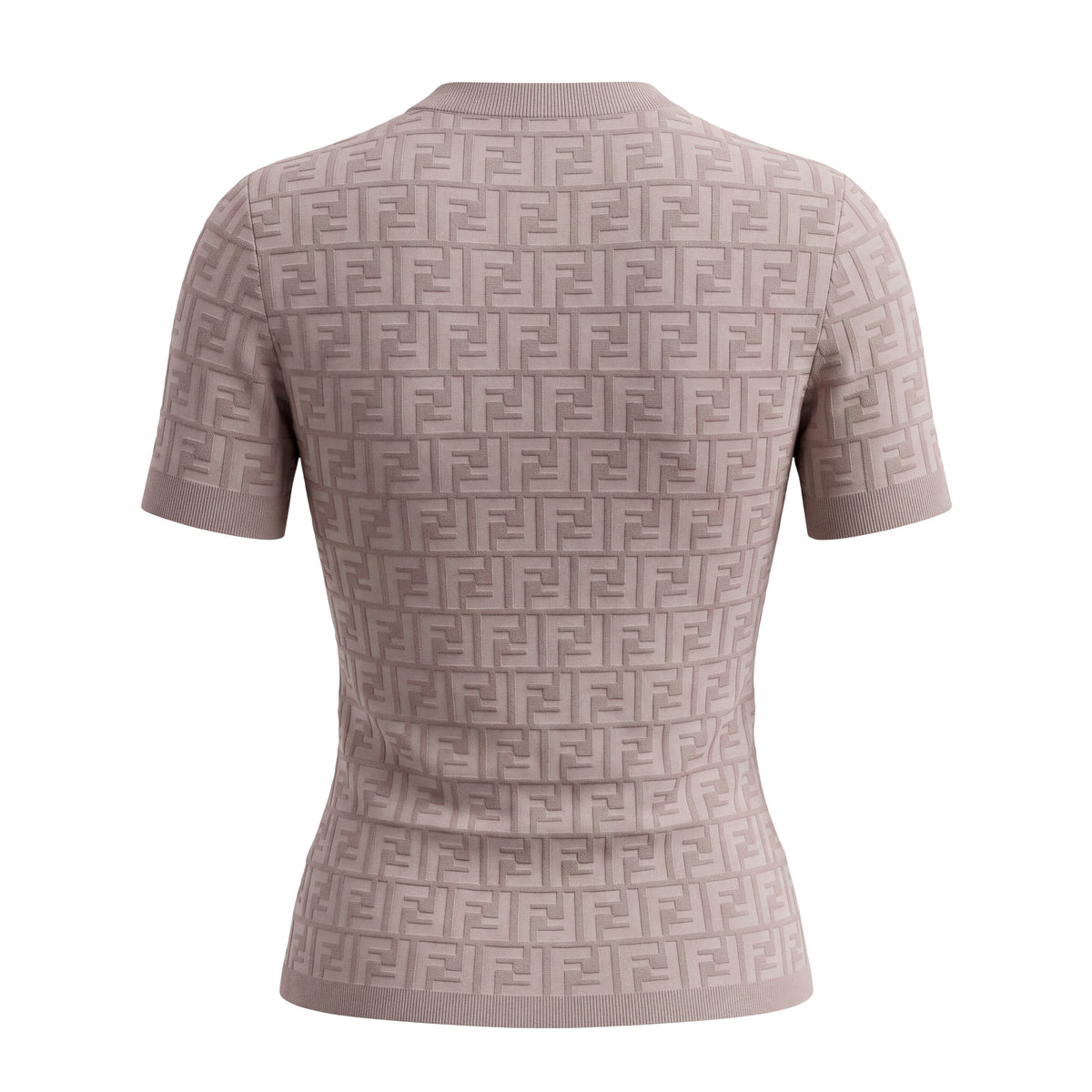 FENDI EMBOSSED FF T-SHIRT IN TAUPE - SIZE 38
