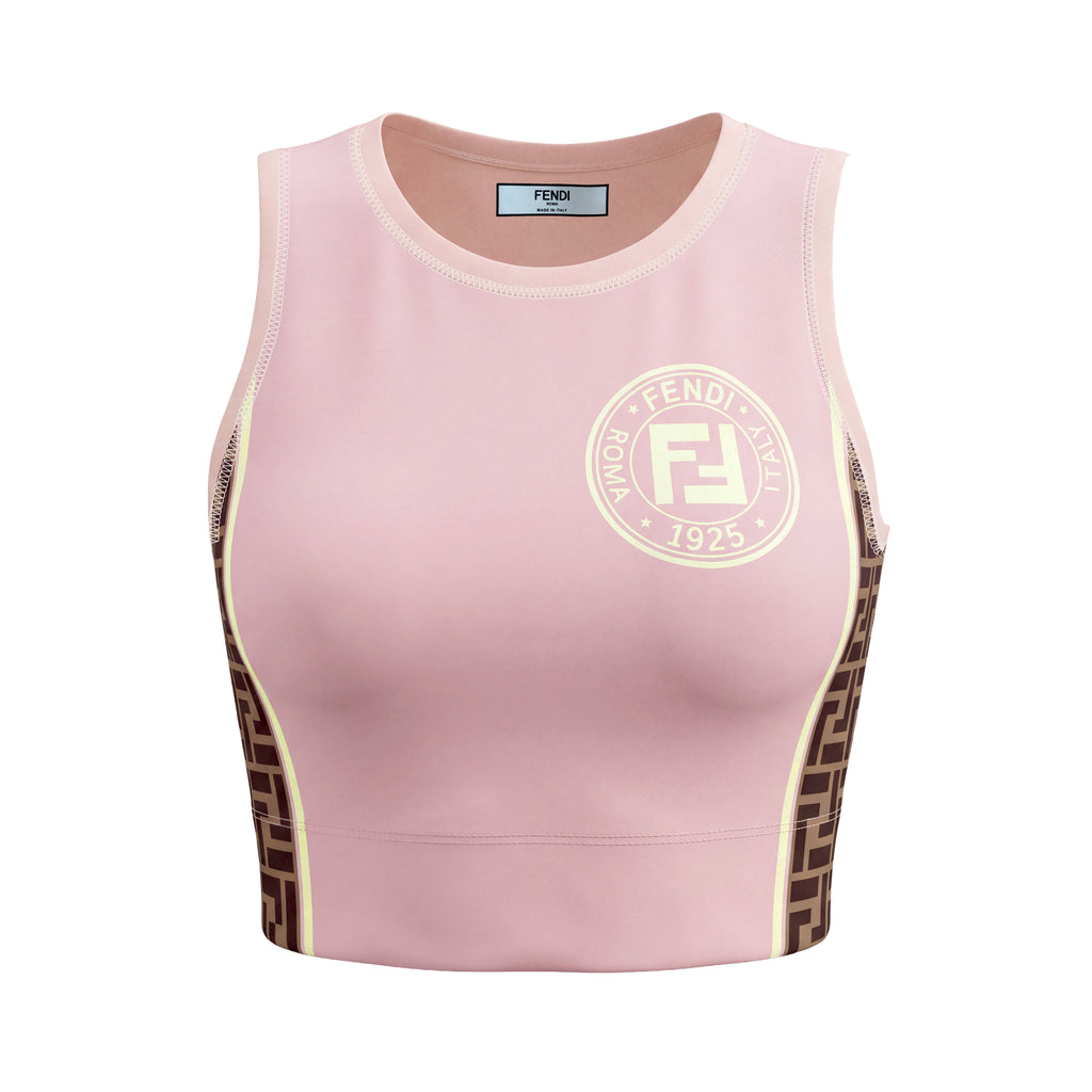 FENDI PINK LOGO SPORTS BRA - SIZE 38