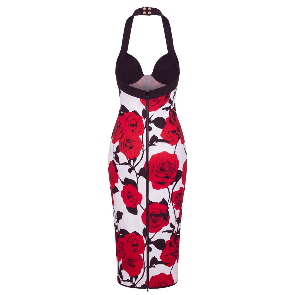 BALMAIN HALTER NECK JACQUARD DRESS - SIZE 38