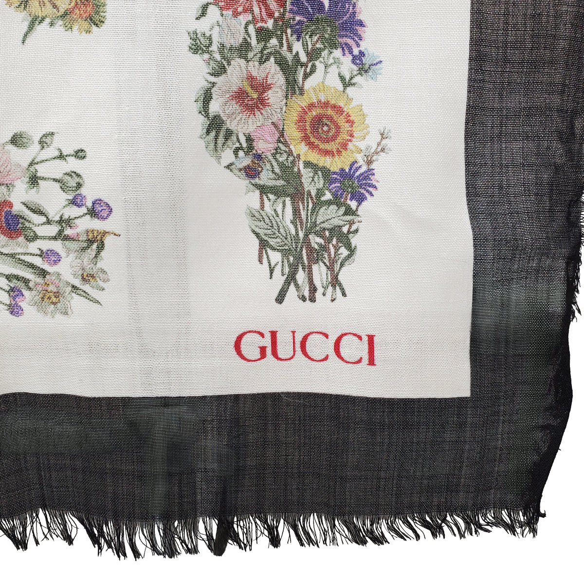GUCCI LARGE MULTICOlOURED FLORAL PATTERNED FABRIC SHAWL