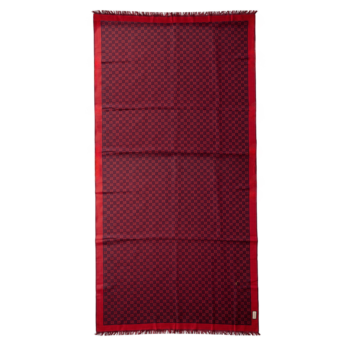 GUCCI RED AND NAVY LARGE LOGO SCARF