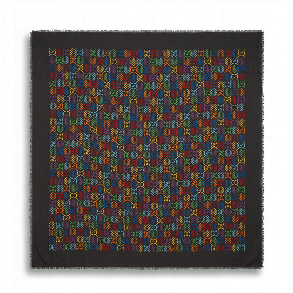 GUCCI MULTICOLOURED LOGO SCARF