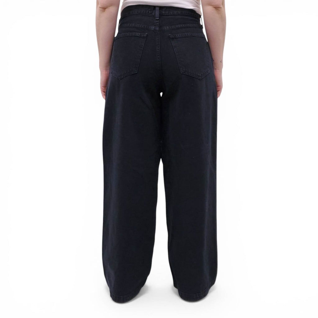 AGOLDE BLACK ELLIS TROUSER WIDE LEG PLEATED JEANS - SIZE 27