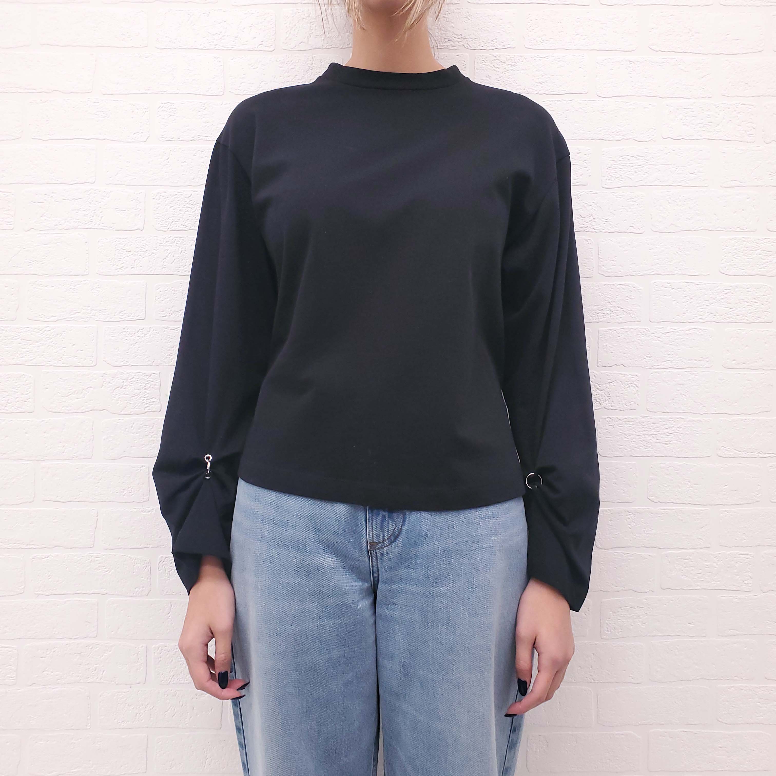 3.1 PHILLIP LIM BLACK LONG SLEEVE SHIRT WITH GROMMETS AND CUT OUT BACK - SIZE S