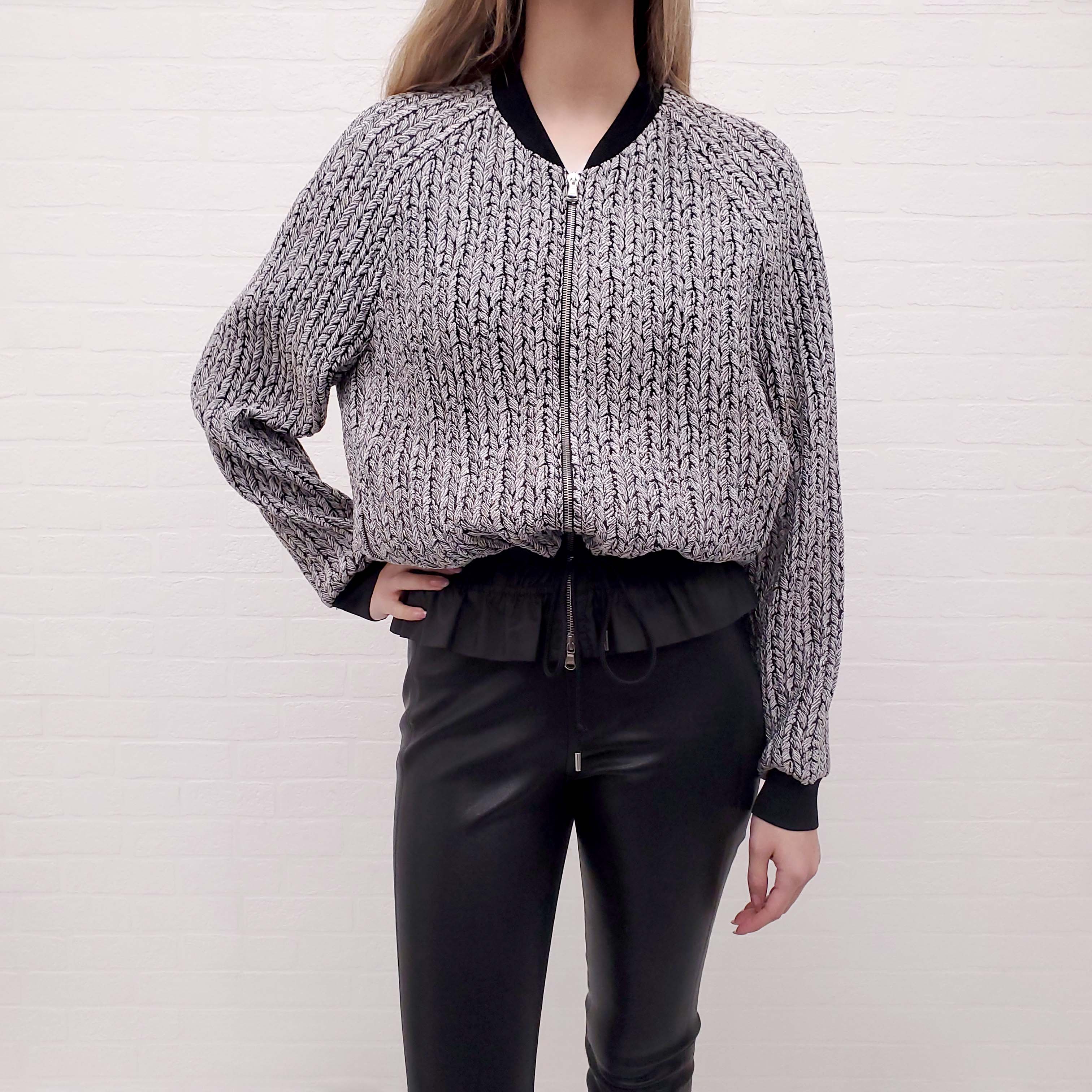 3.1 PHILLIP LIM PRINTED CABLEKNIT BOMBER - SIZE M