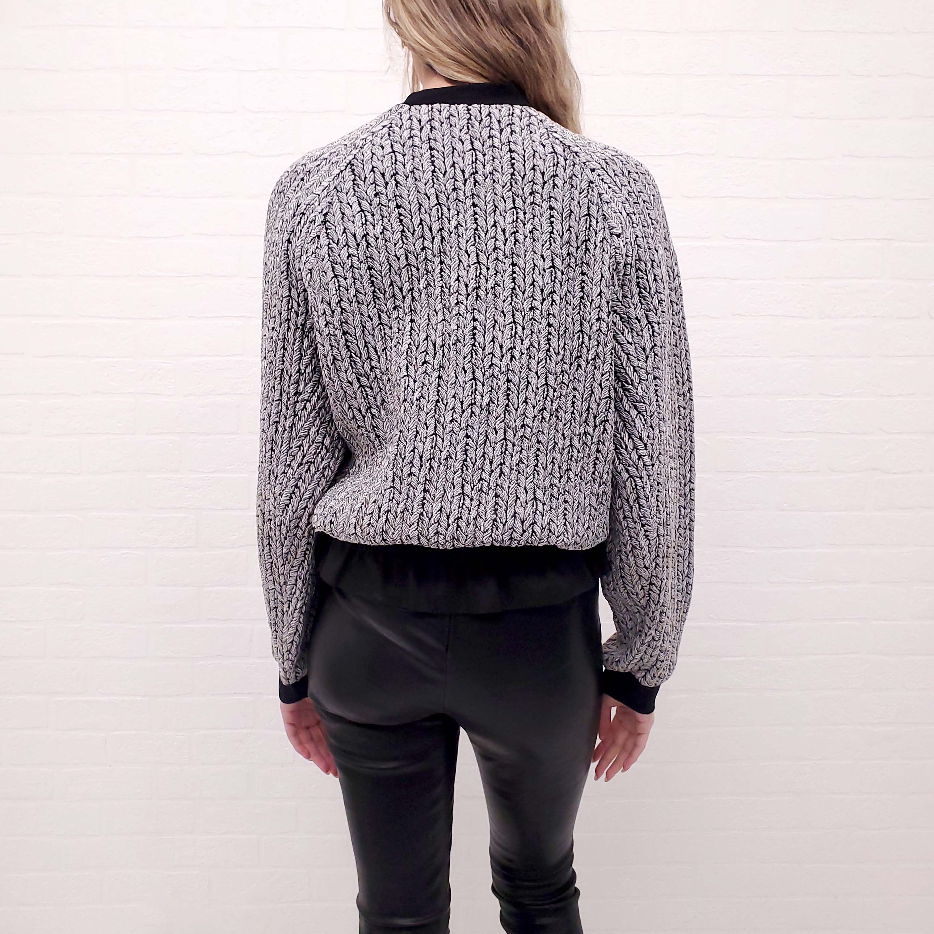 3.1 PHILLIP LIM PRINTED CABLEKNIT BOMBER - SIZE M