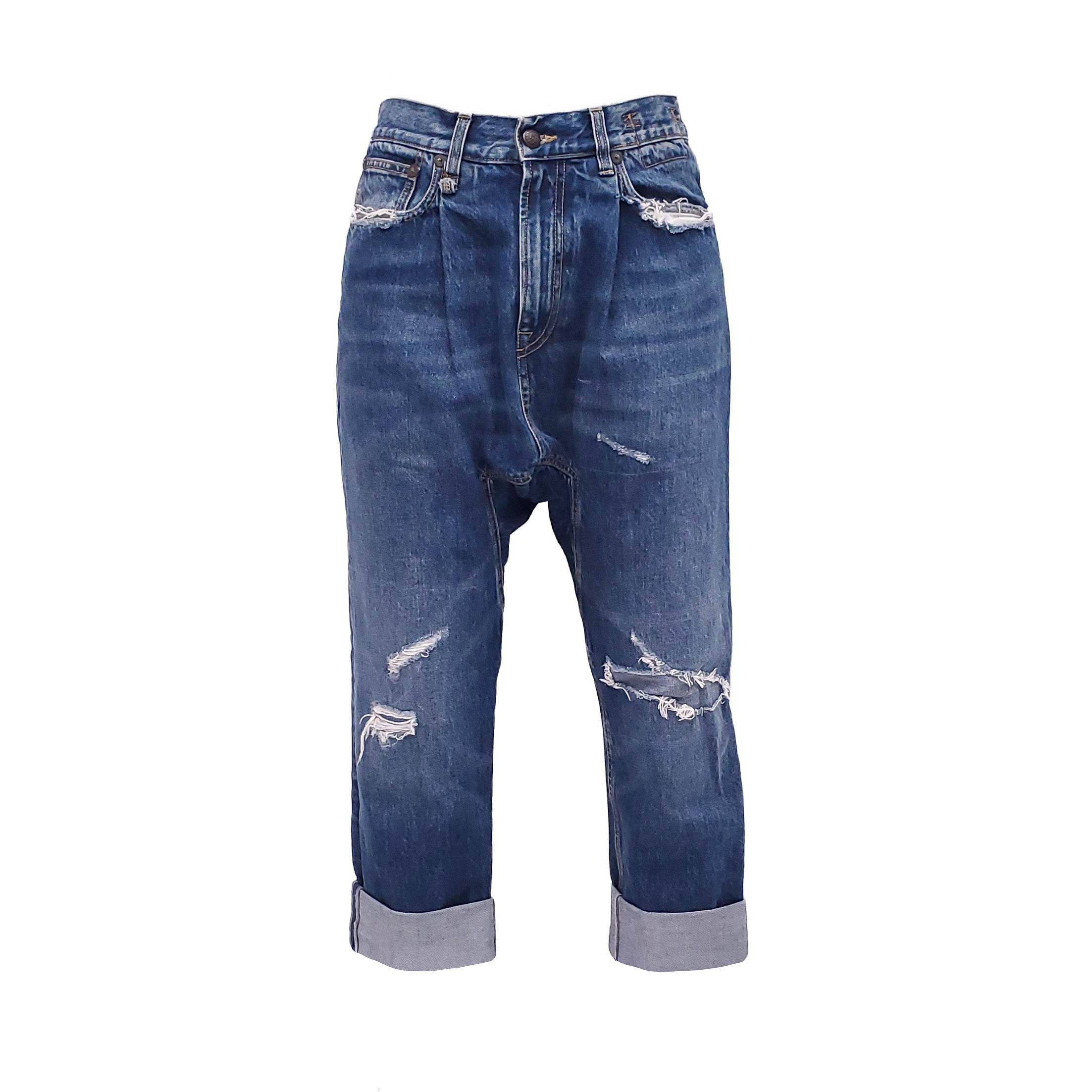 R13 PLEATED DROP JEANS WITH CUFF - SIZE 27