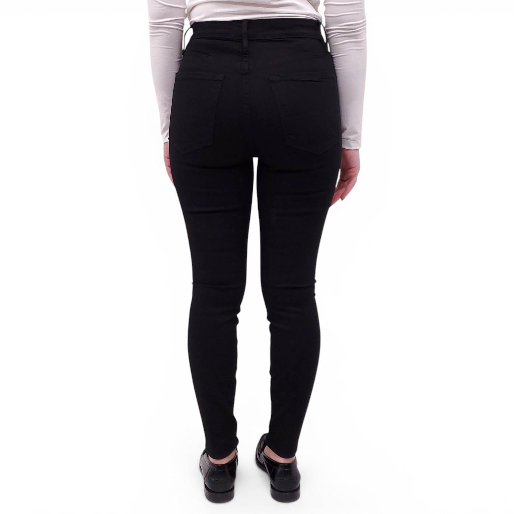 frame ali high rise cigarette jeans High-Rise Rise Cigarette jeans are crafted of blue distressed stretch cotton FRAME BLACK 'ALI HIGH RISE