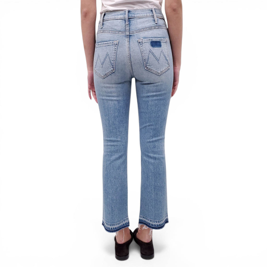 MOTHER SUPERIOR LIGHT WASH 'THE HUSTLER ANKLE UNDONE HEM' JEANS - SIZE 26