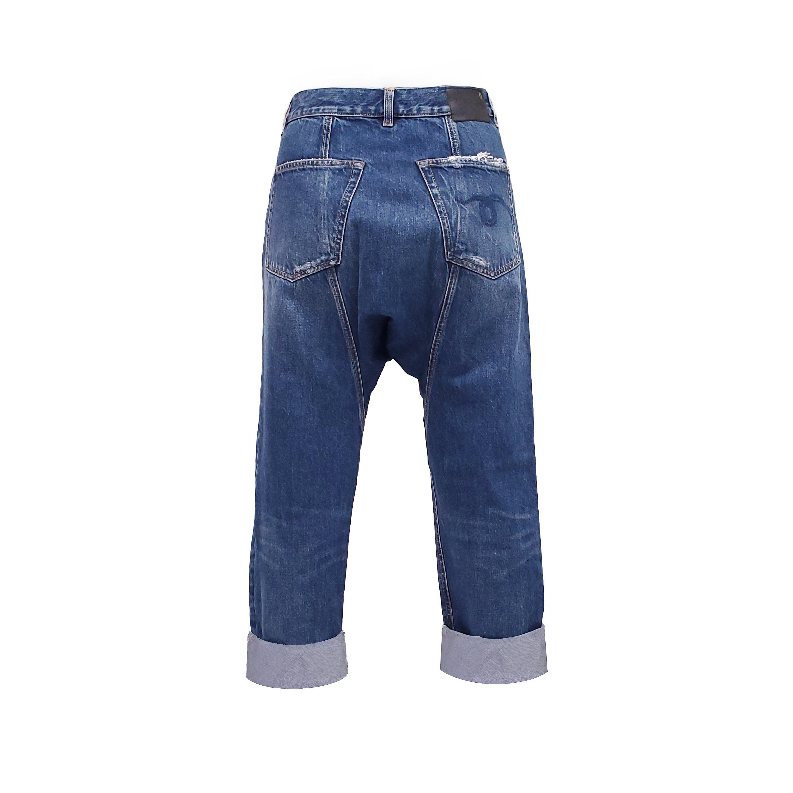 R13 PLEATED DROP JEANS WITH CUFF - SIZE 27