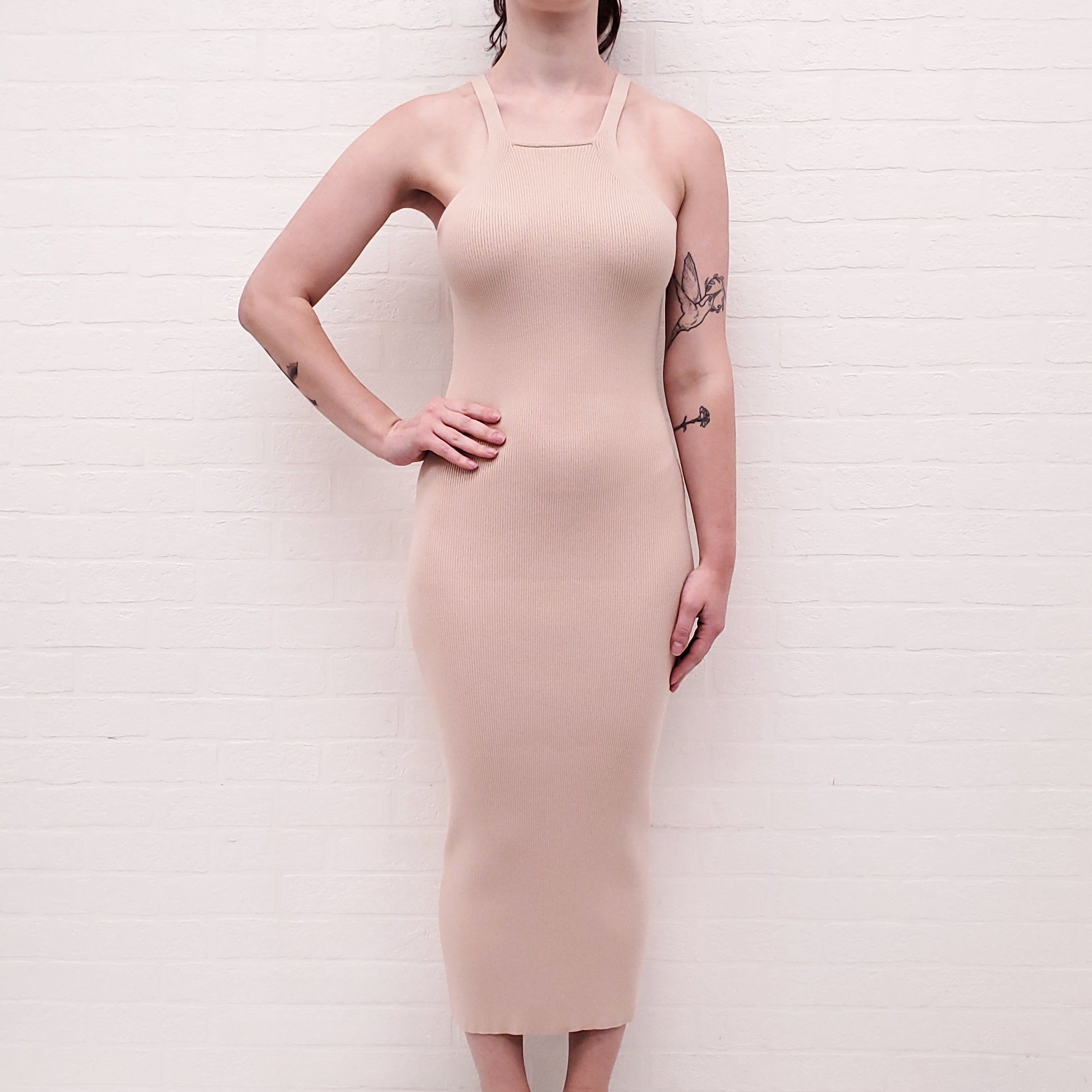 A.L.C. BLUSH RIBBED MAXI DRESS - SIZE S