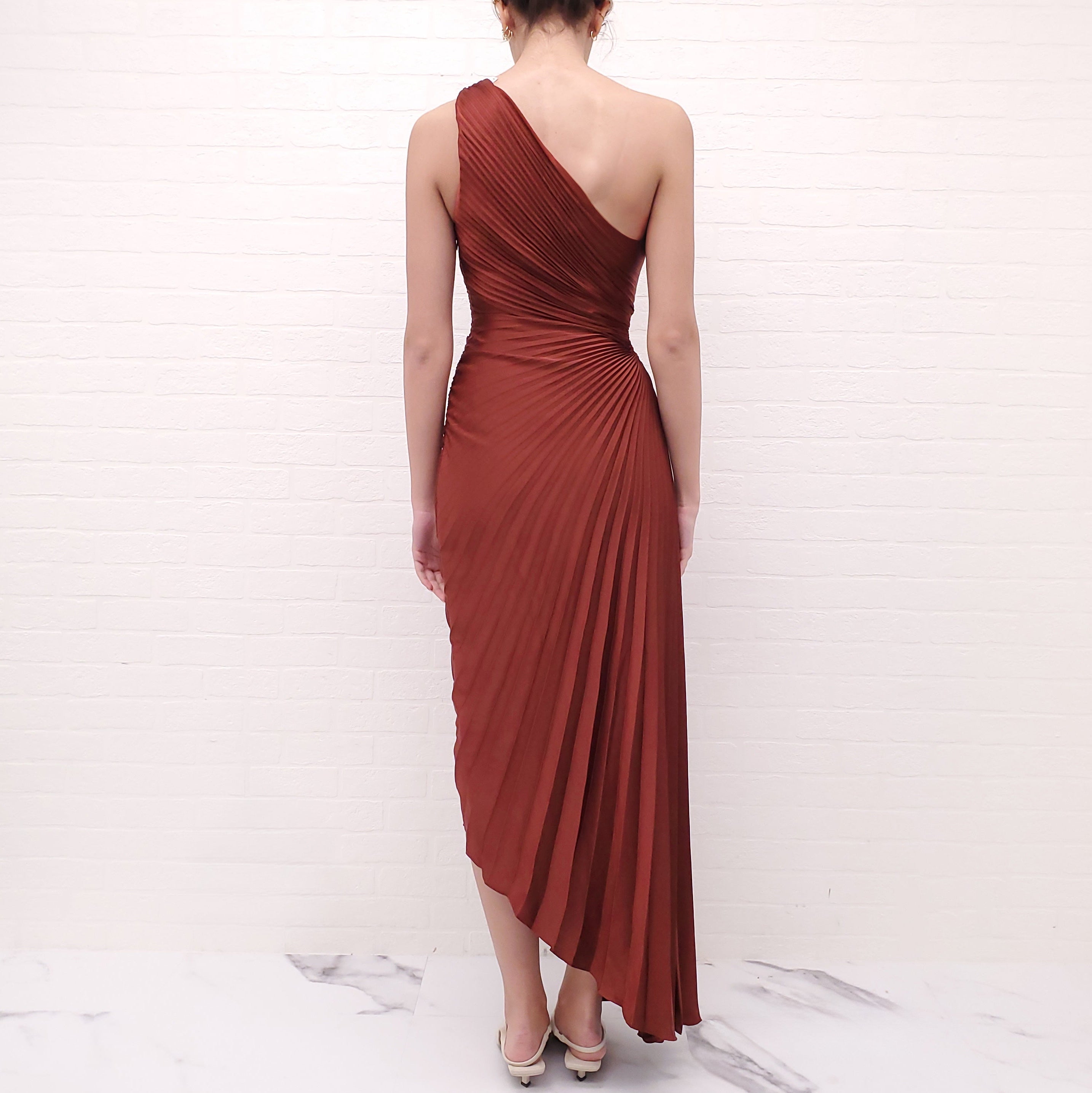 A.L.C. BURNT ORANGE PLEATED DRESS - SIZE 4