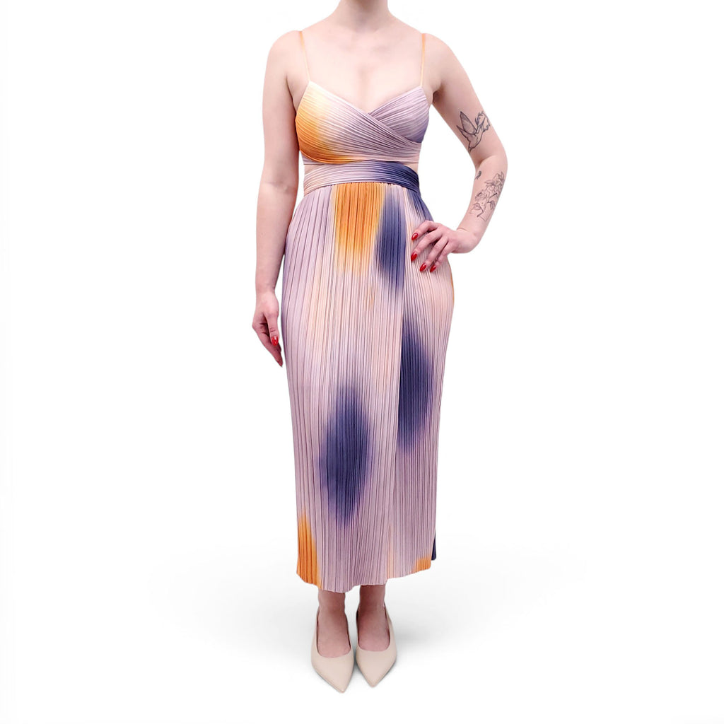 A.L.C. WATERCOLOUR PLEATED DRESS - SIZE 2