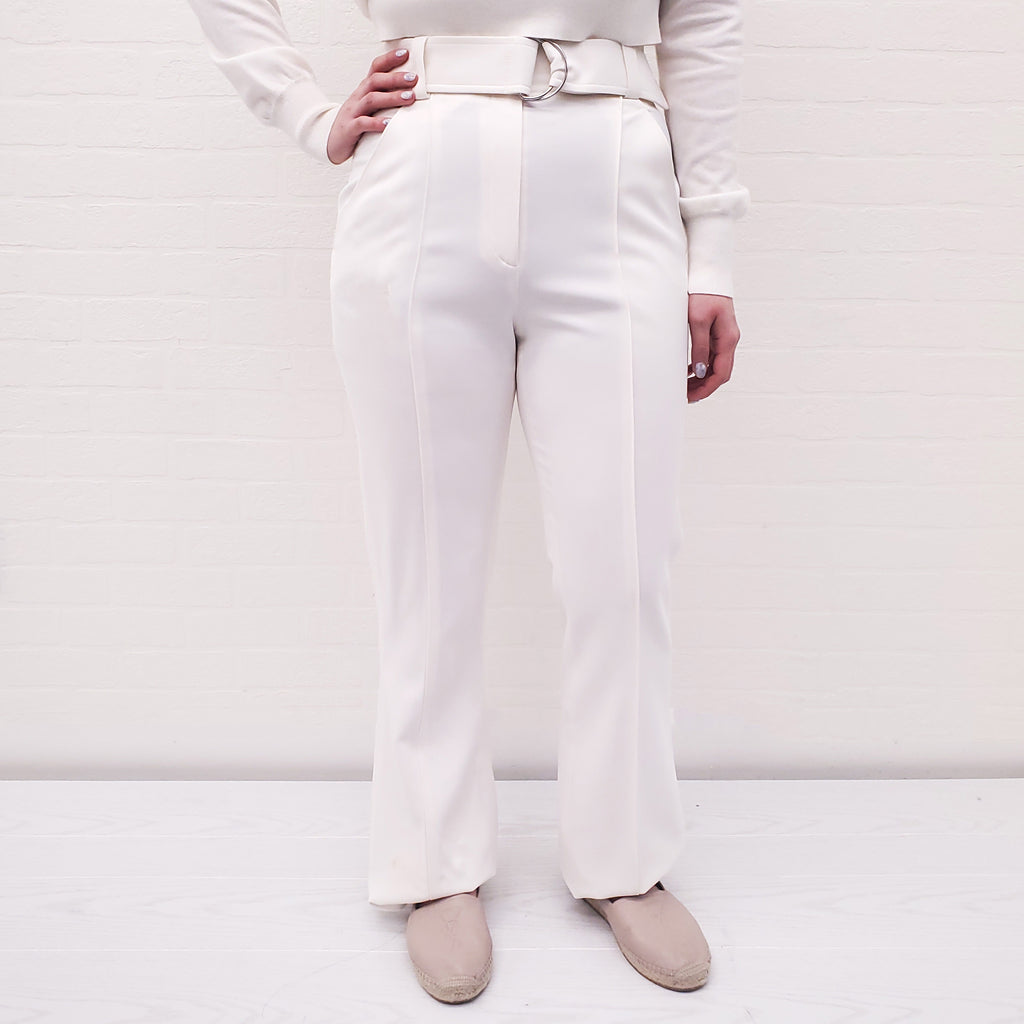 A.L.C. WHITE HIGH WAISTED TROUSERS WITH BELT - SIZE 4
