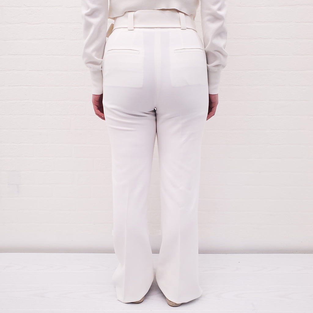 A.L.C. WHITE HIGH WAISTED TROUSERS WITH BELT - SIZE 4