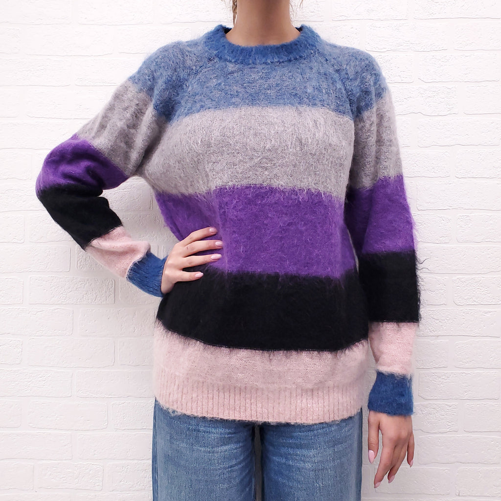 ACNE STUDIOS COLOURFUL STRIPED SWEATER - SIZE 40