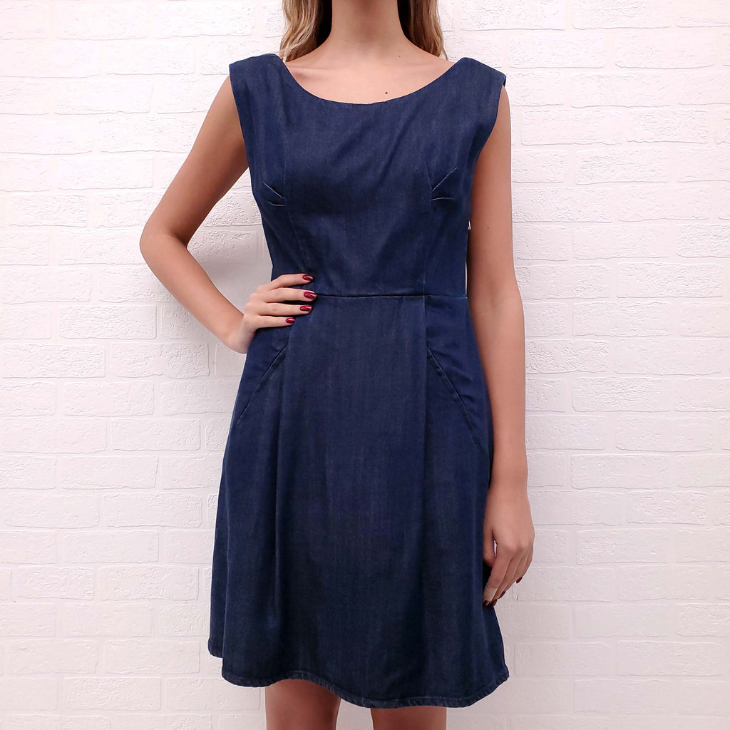 ACNE STUDIOS DENIM EFFECT DRESS WITH OPEN BACK - SIZE 40
