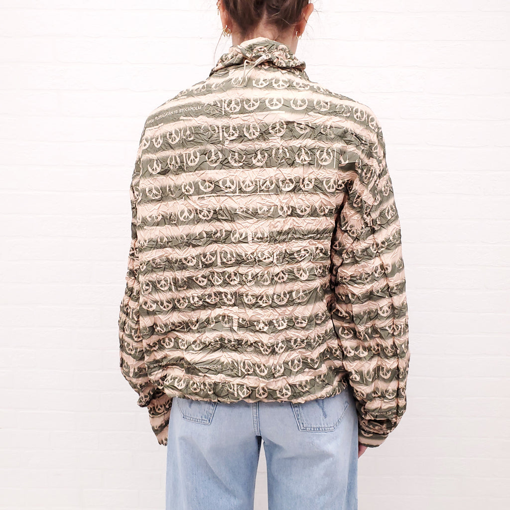 ACNE STUDIOS KHAKI CRINKLED PEACE SIGN WINDBREAKER - SIZE 46