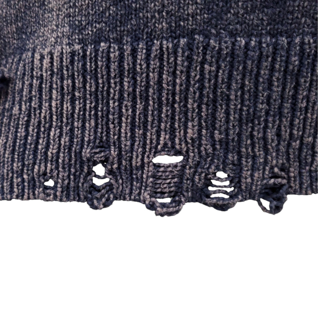 ACNE STUDIOS NAVY DISTRESSED KNIT SWEATER - SIZE S