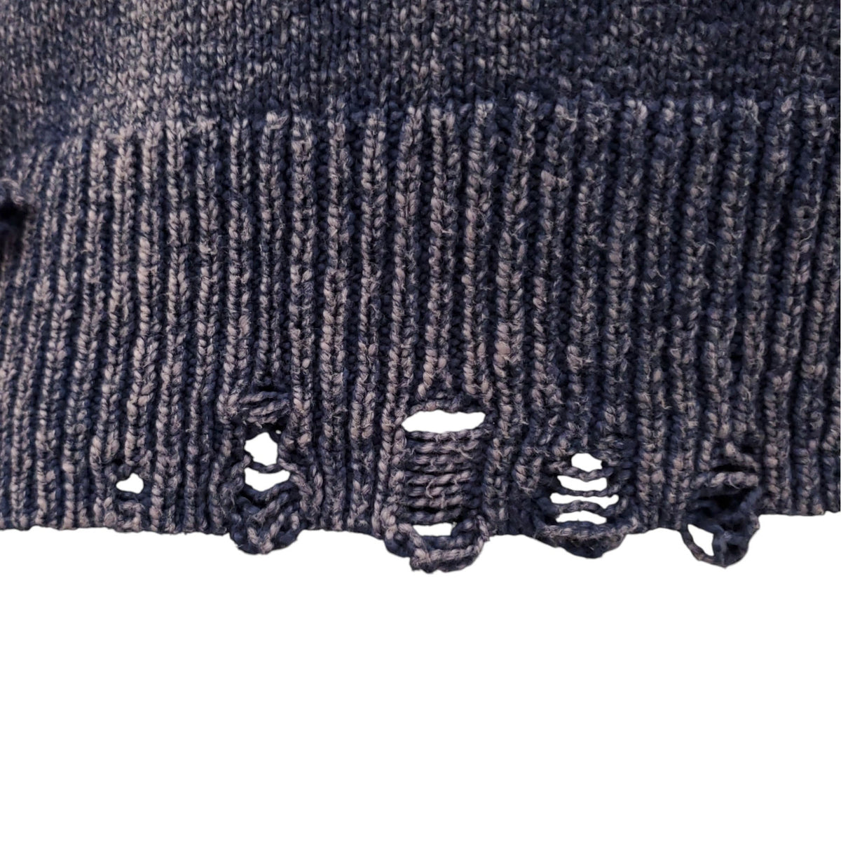 ACNE STUDIOS NAVY DISTRESSED KNIT SWEATER - SIZE S