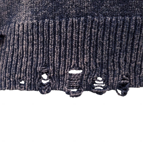 ACNE STUDIOS NAVY DISTRESSED KNIT SWEATER - SIZE S