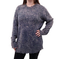 ACNE STUDIOS NAVY DISTRESSED KNIT SWEATER - SIZE S