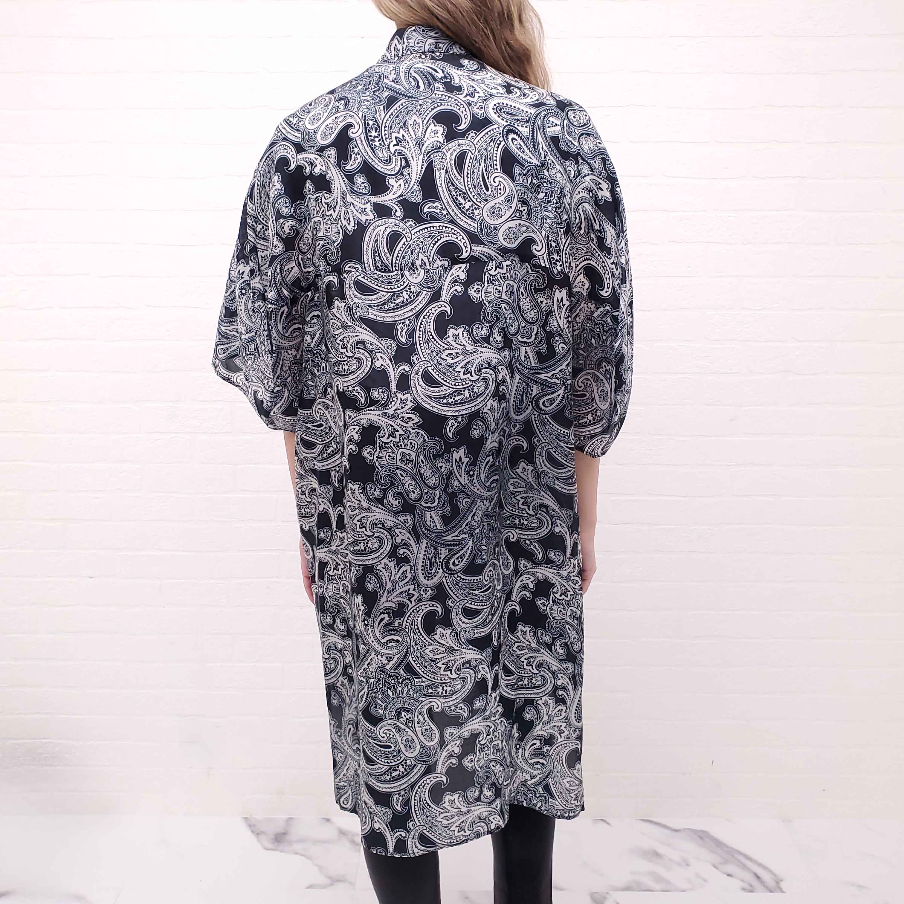 ACNE STUDIOS NAVY PAISLEY DRESS - SIZE 38 (OVERSIZED)