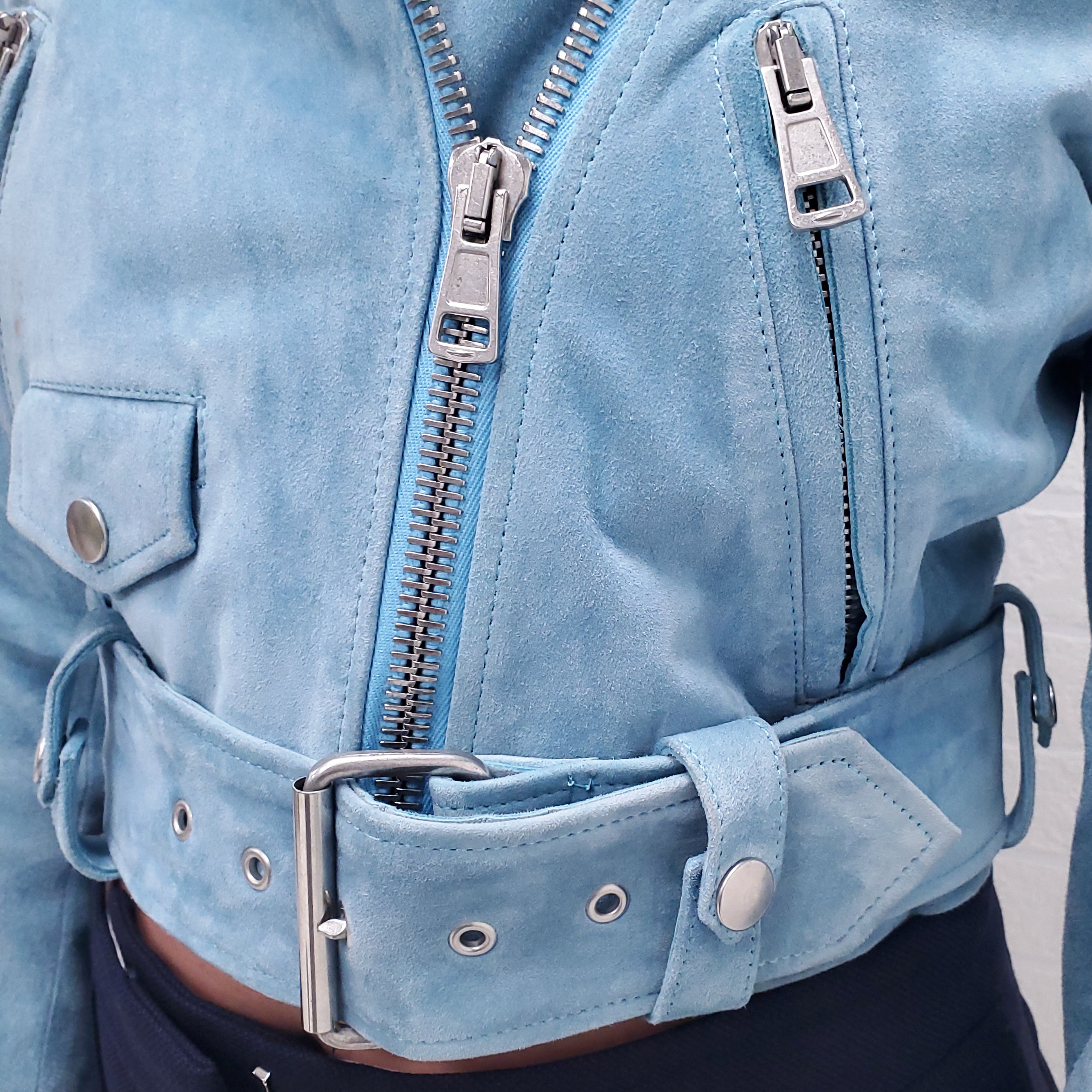 ACNE TURQUISE SUEDE BOMBER JACKET - SIZE XS