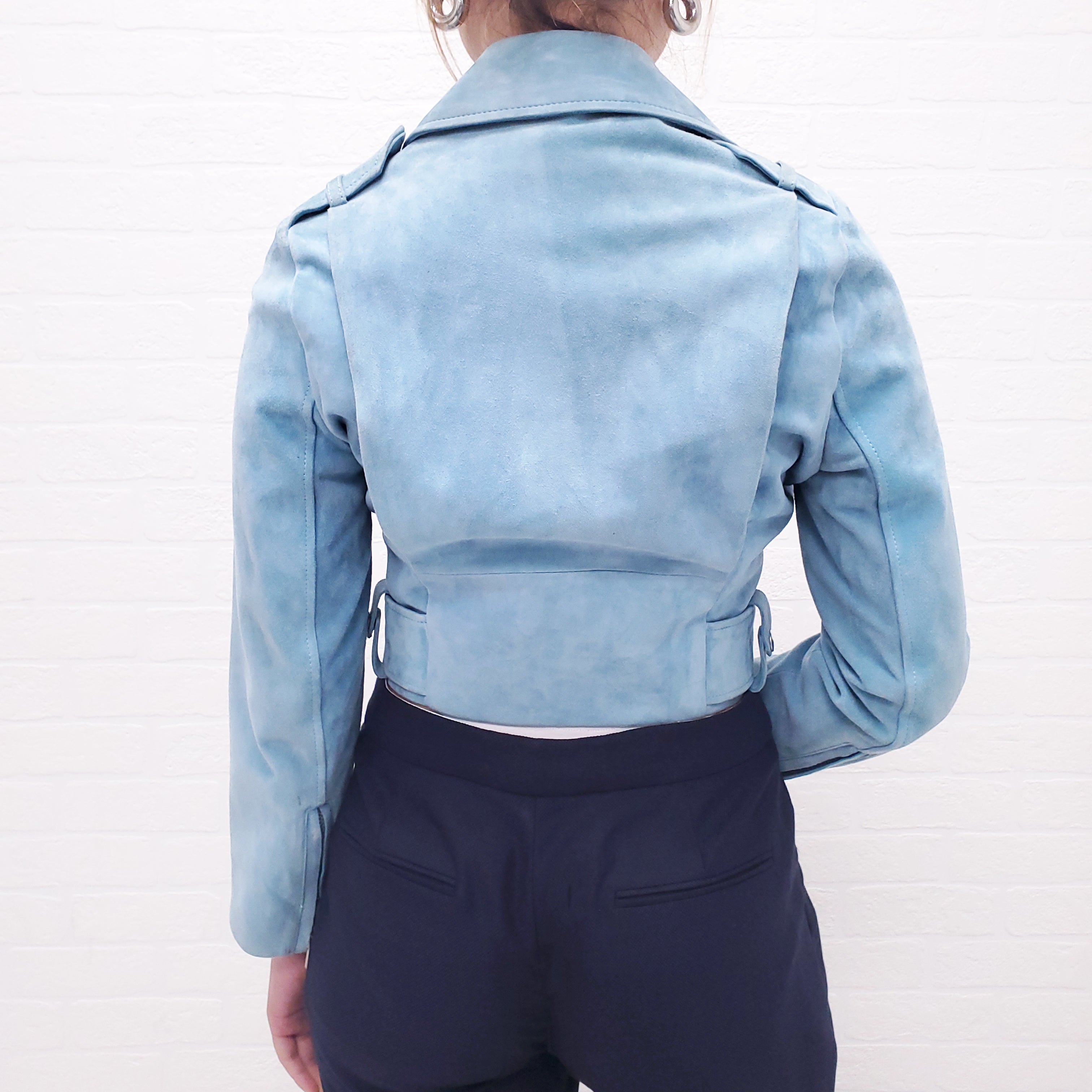 ACNE TURQUISE SUEDE BOMBER JACKET - SIZE XS