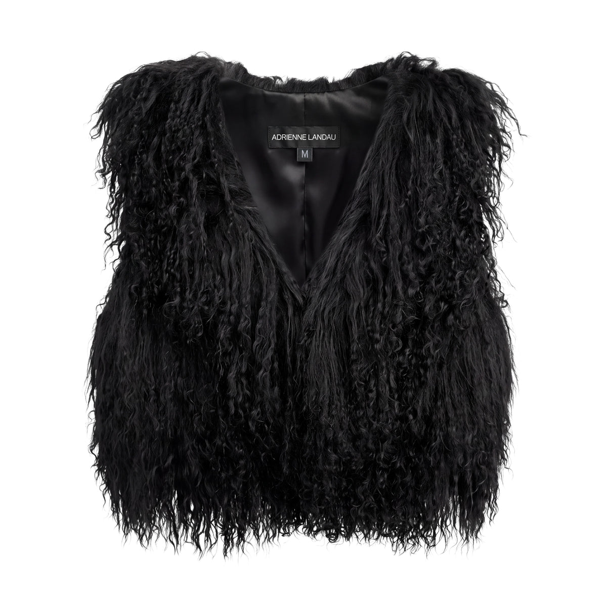 ADRIENNE LANDAU MONGOLIAN FUR CROPPED VEST - SIZE M