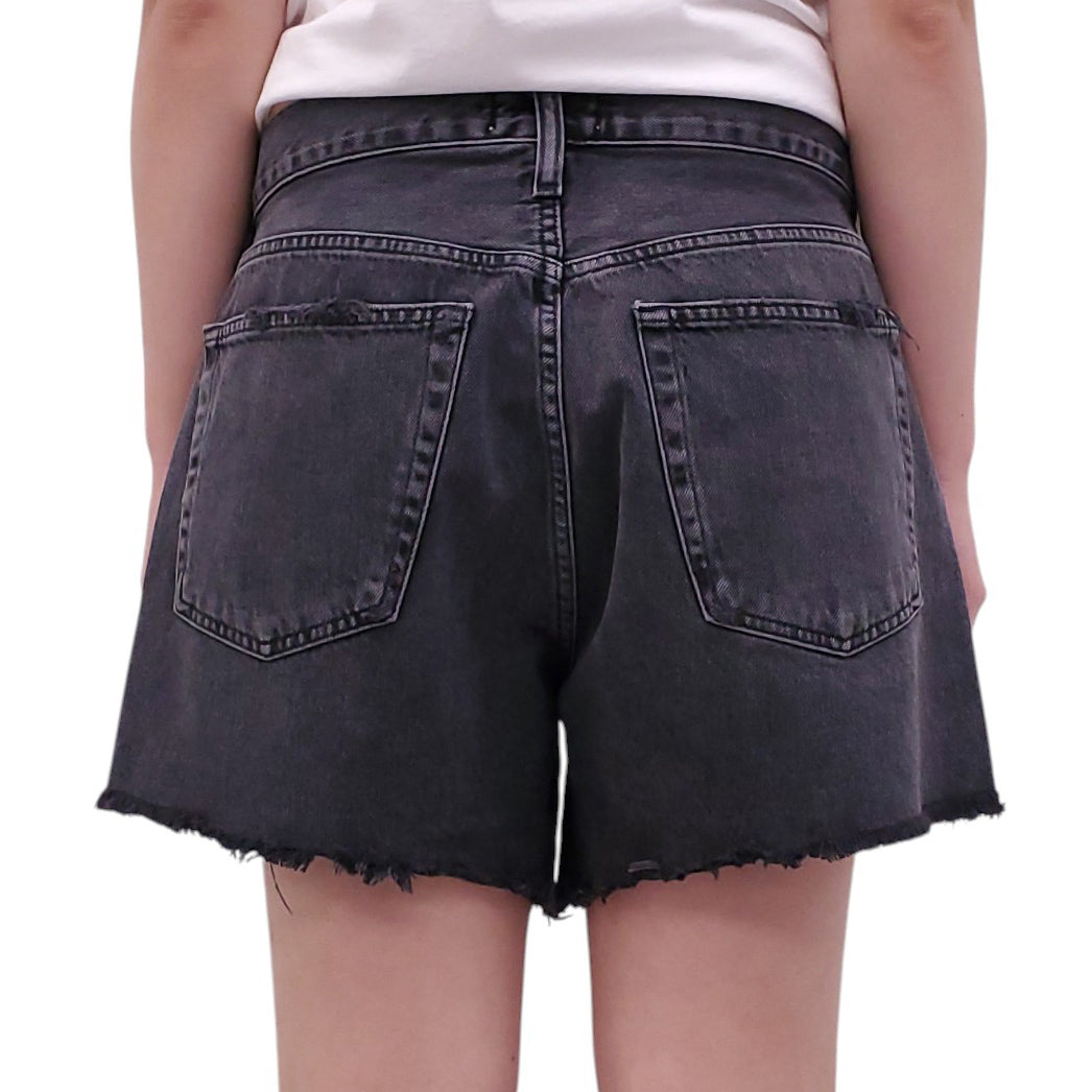 AGOLDE BLACK BUTTON-FLY DENIM SHORTS - SIZE 29