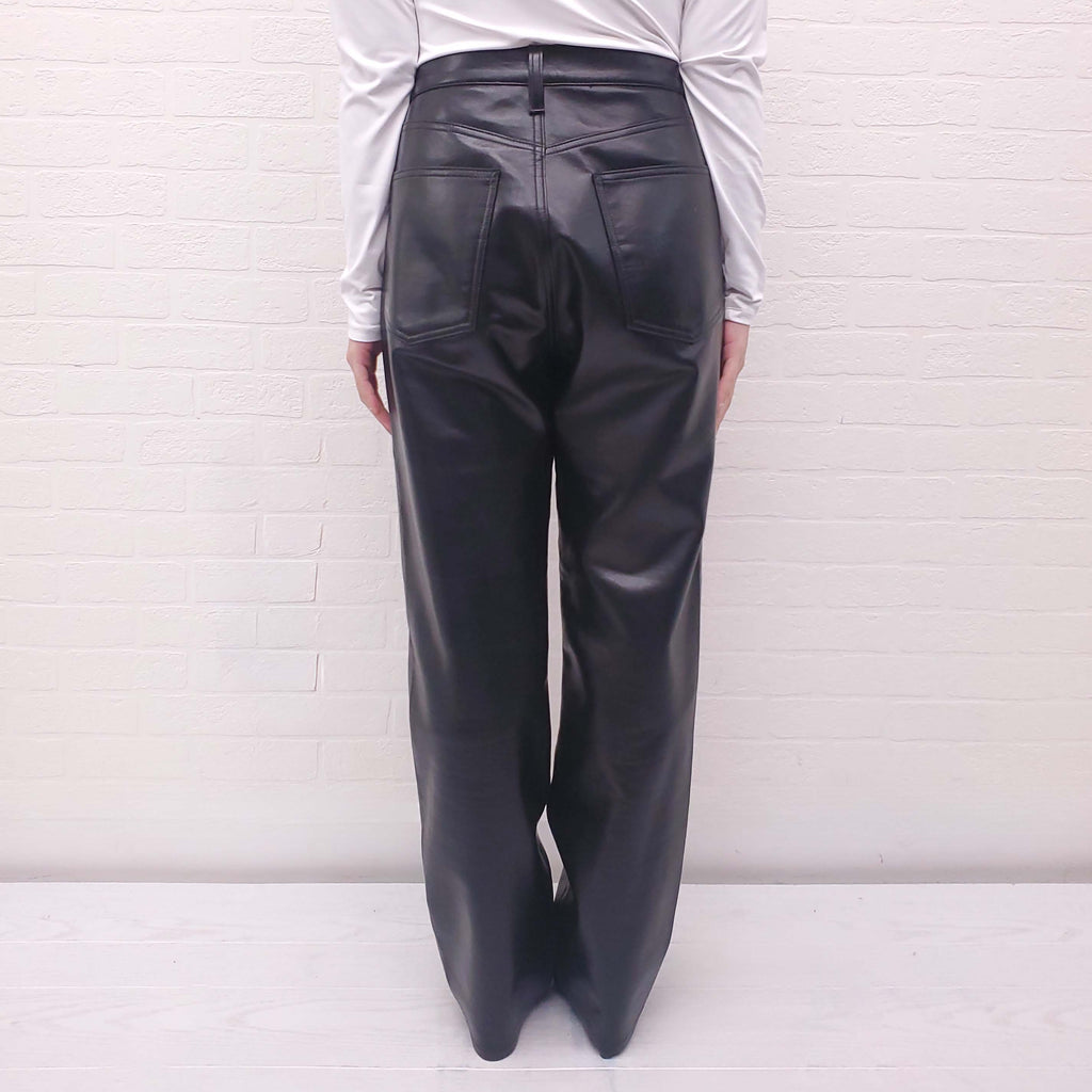 AGOLDE BLACK RECYCLED LEATHER PANTS - SIZE 30