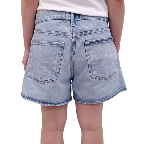 AGOLDE LIGHT WASH 'PARKER LONG' DENIM SHORTS - SIZE 30