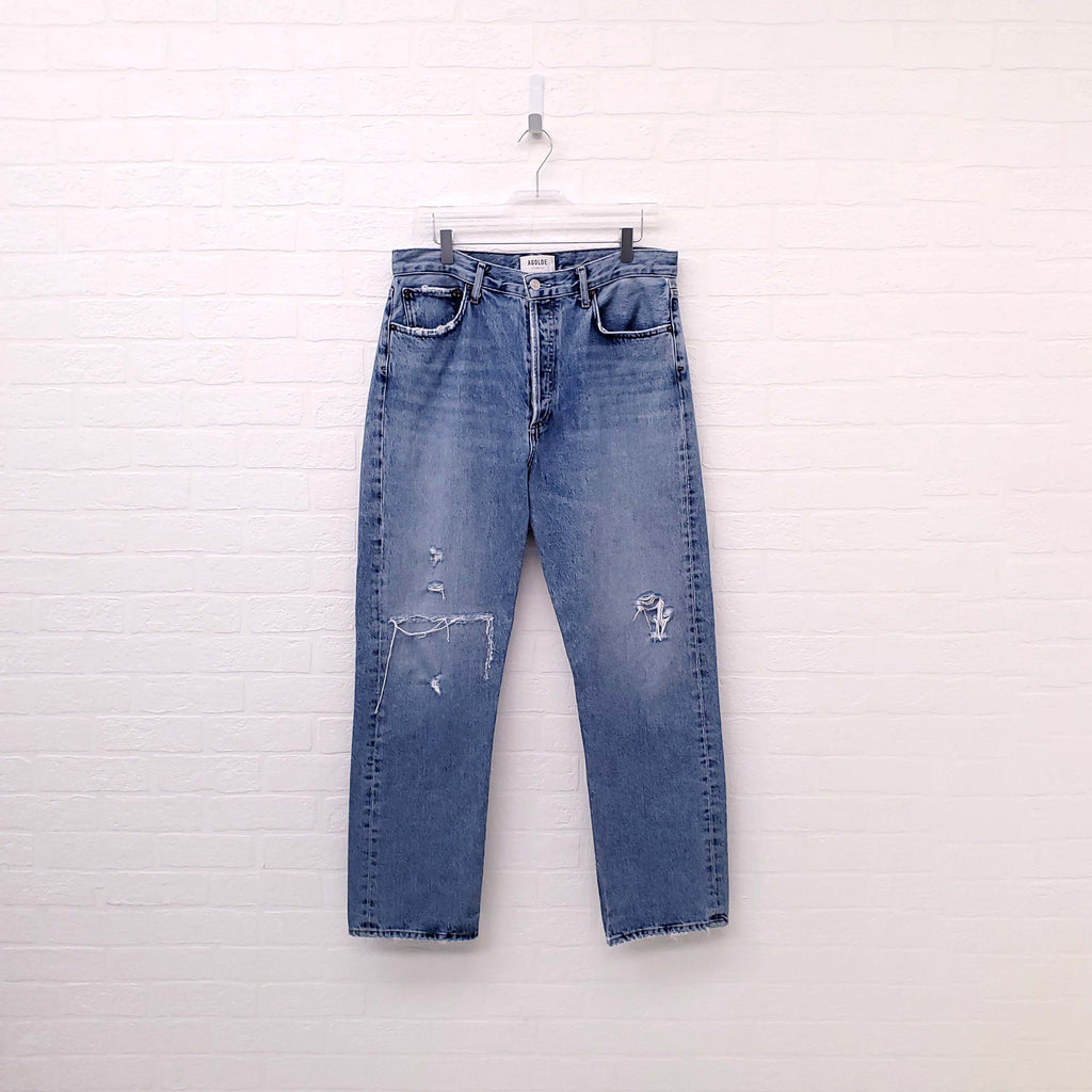 AGOLDE ’90'S' DISTRESSED LIGHT WASH JEANS - SIZE 30