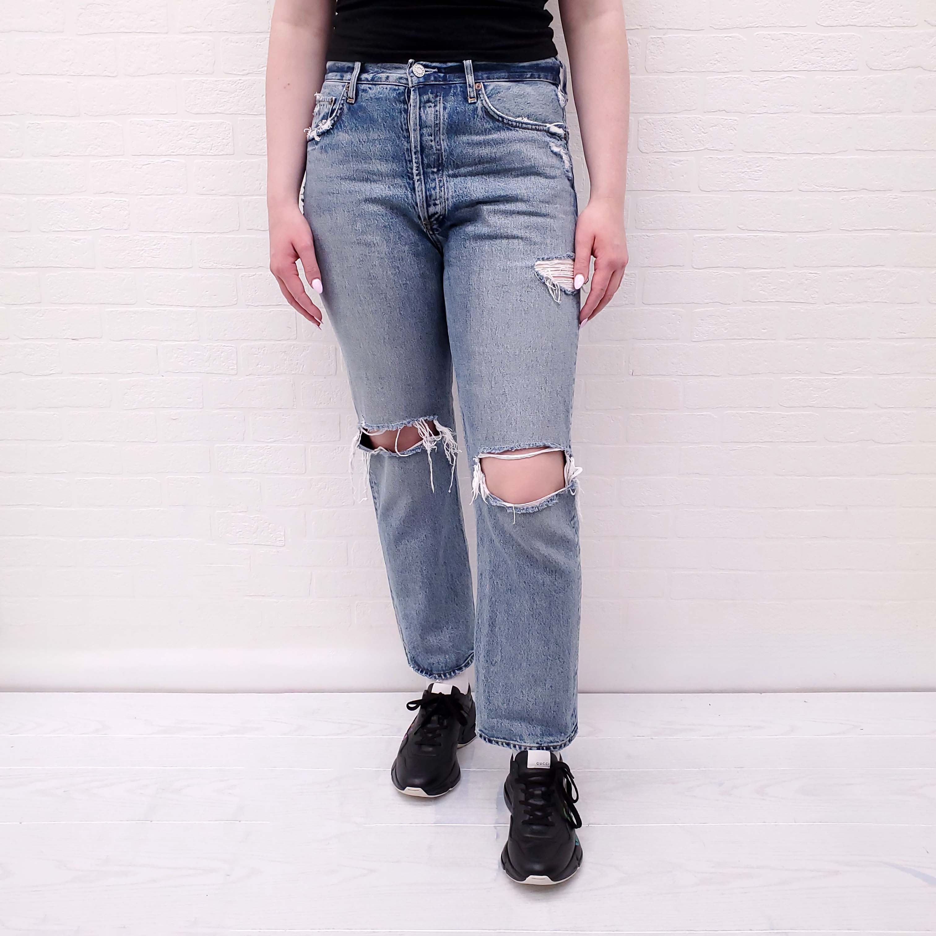 AGOLDE ’90’S' LIGHT WASH DISTRESSED JEANS - SIZE 30