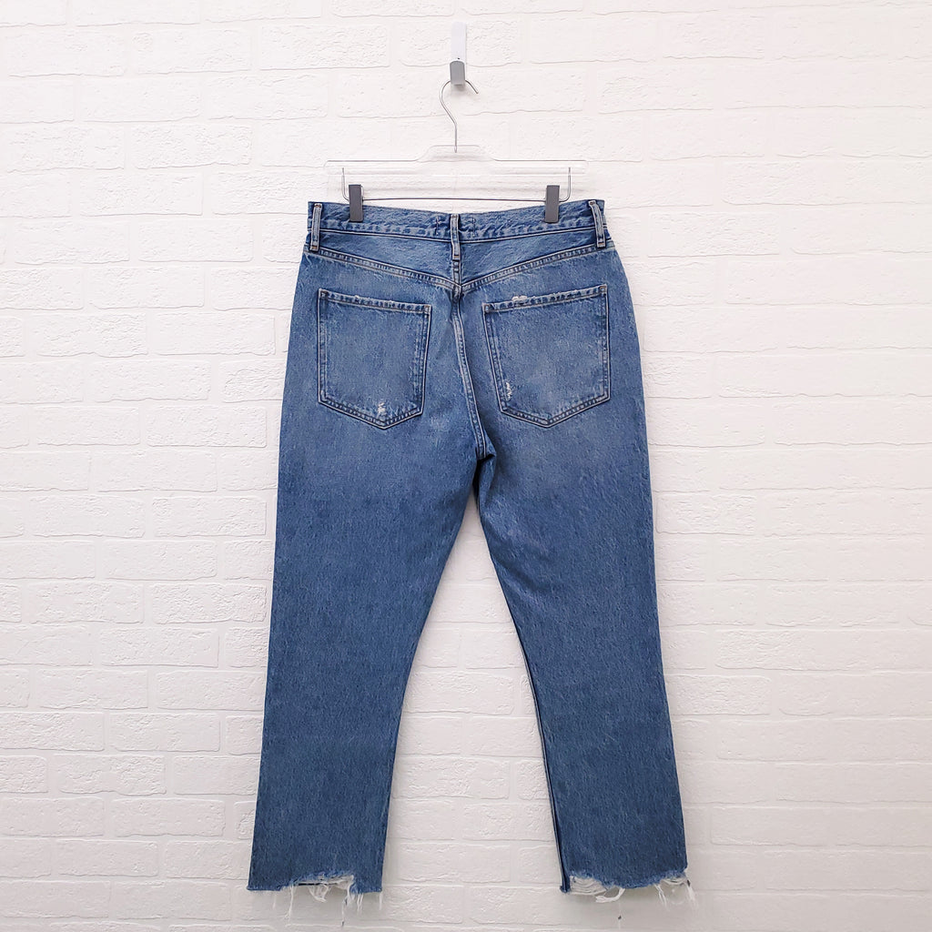 AGOLDE 'RILEY CROPPED' BLUE JEANS - SIZE 30
