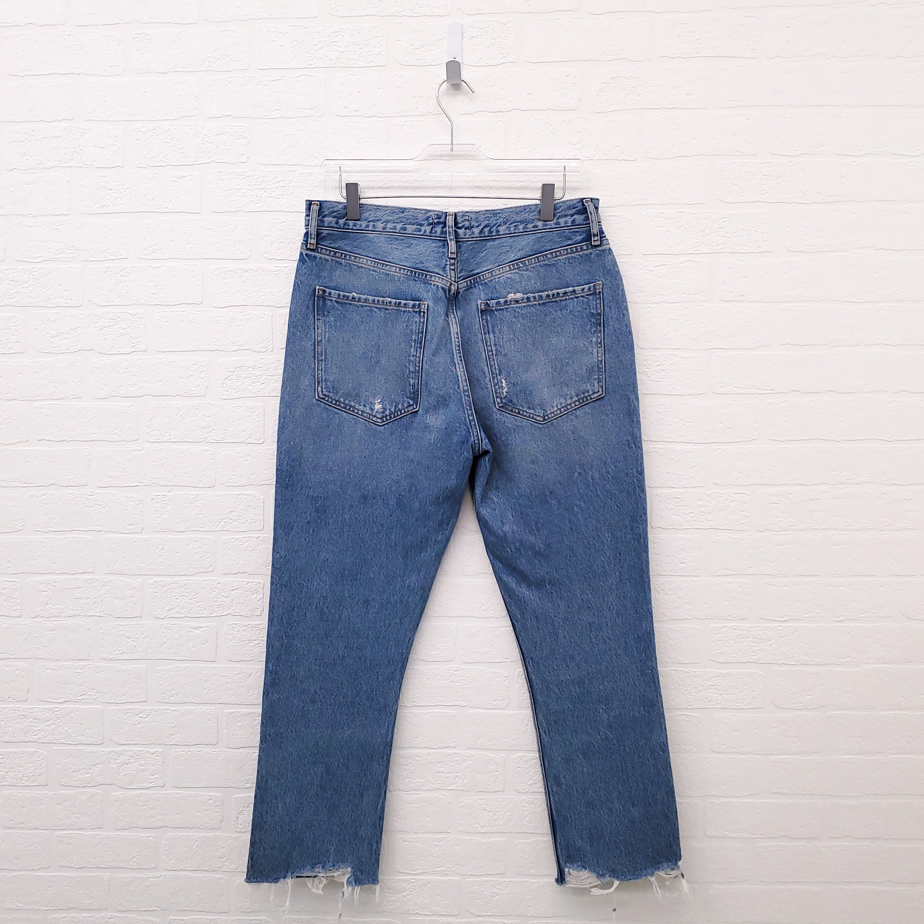 AGOLDE 'RILEY CROPPED' BLUE JEANS - SIZE 30