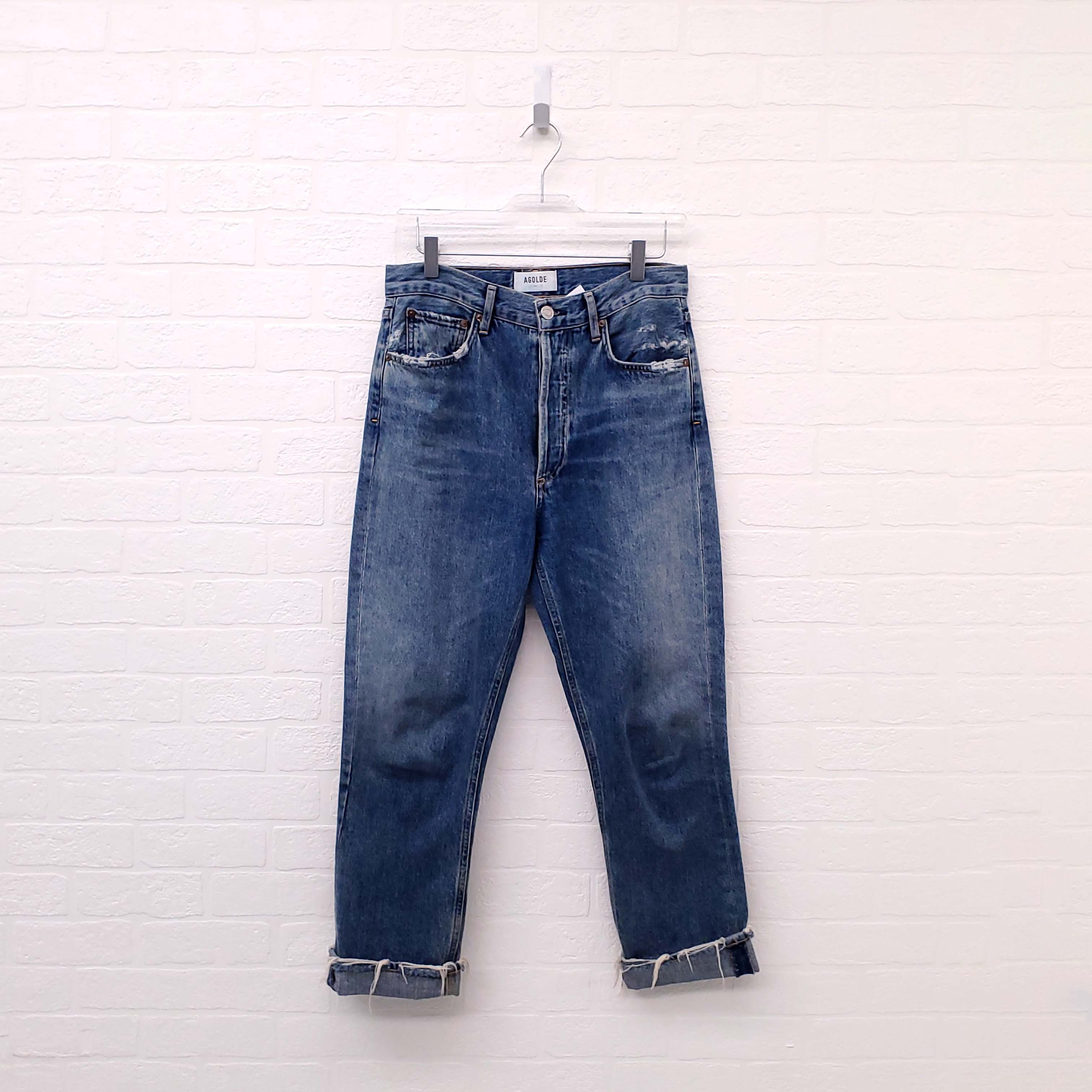 AGOLDE ‘RILEY’ MEDIUM WASH CUFF JEANS - SIZE 27