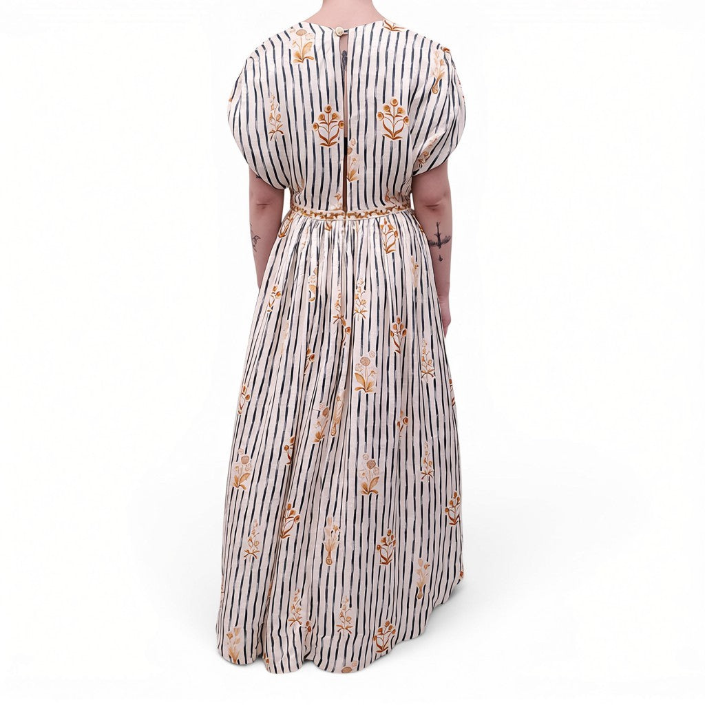AGUA BANDITA STRIPED FLORAL DRESS - SIZE S