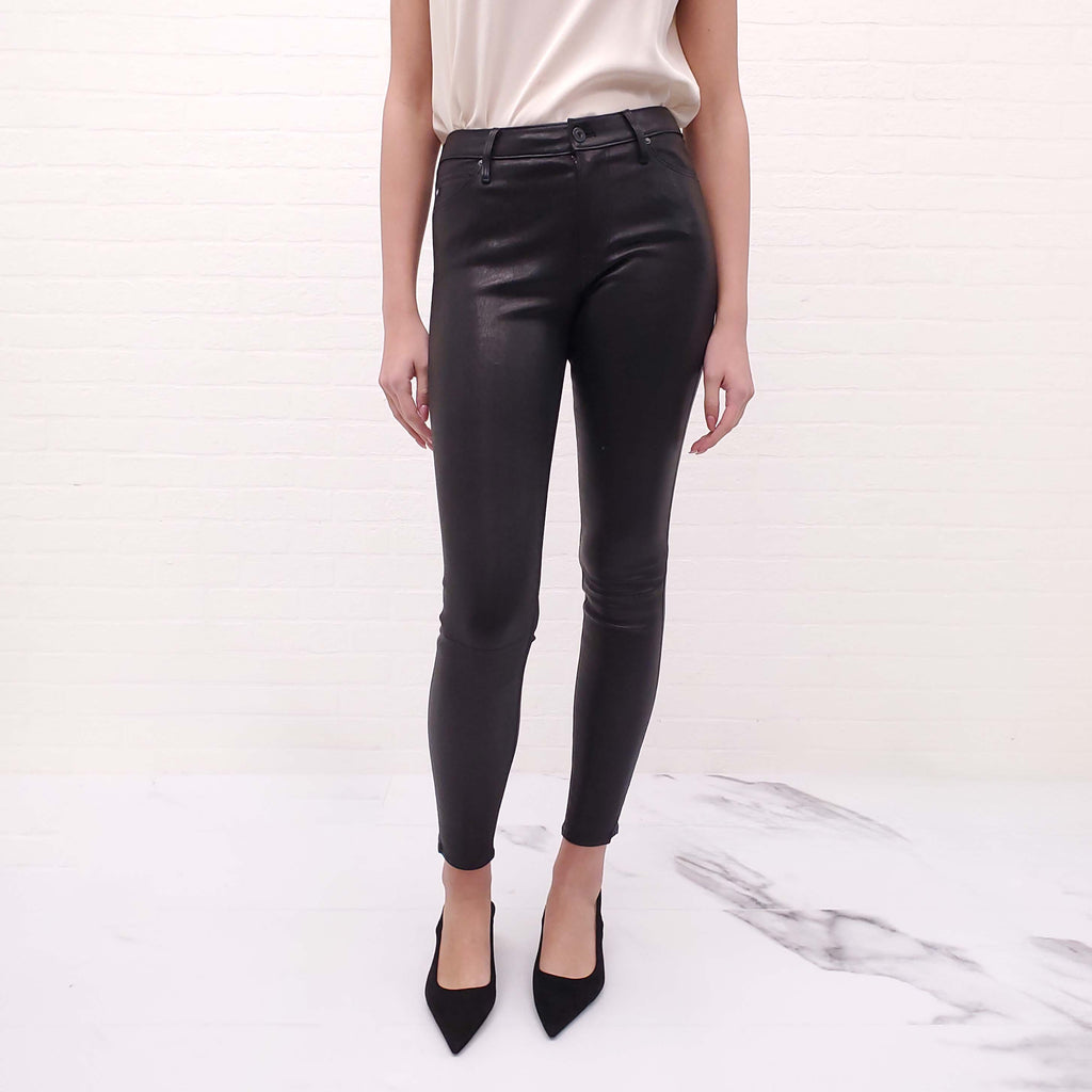 AG ‘THE FARRAH SKINNY’ LEATHER DENIM PANTS - SIZE 25