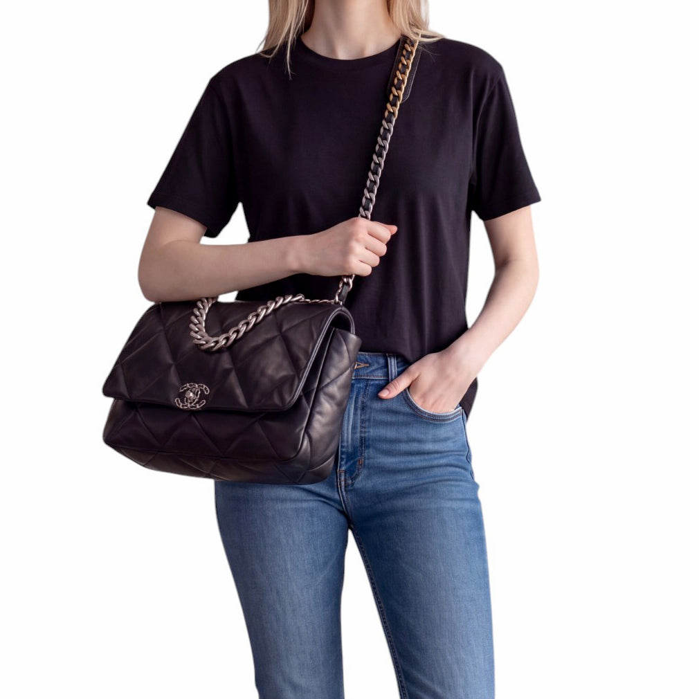 CHANEL BLACK 19 MAXI FLAP BAG