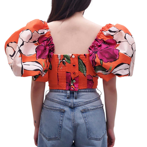 AJE ORANGE 'MARCEL' PUFF-SLEEVE BODICE TOP - SIZE US 10