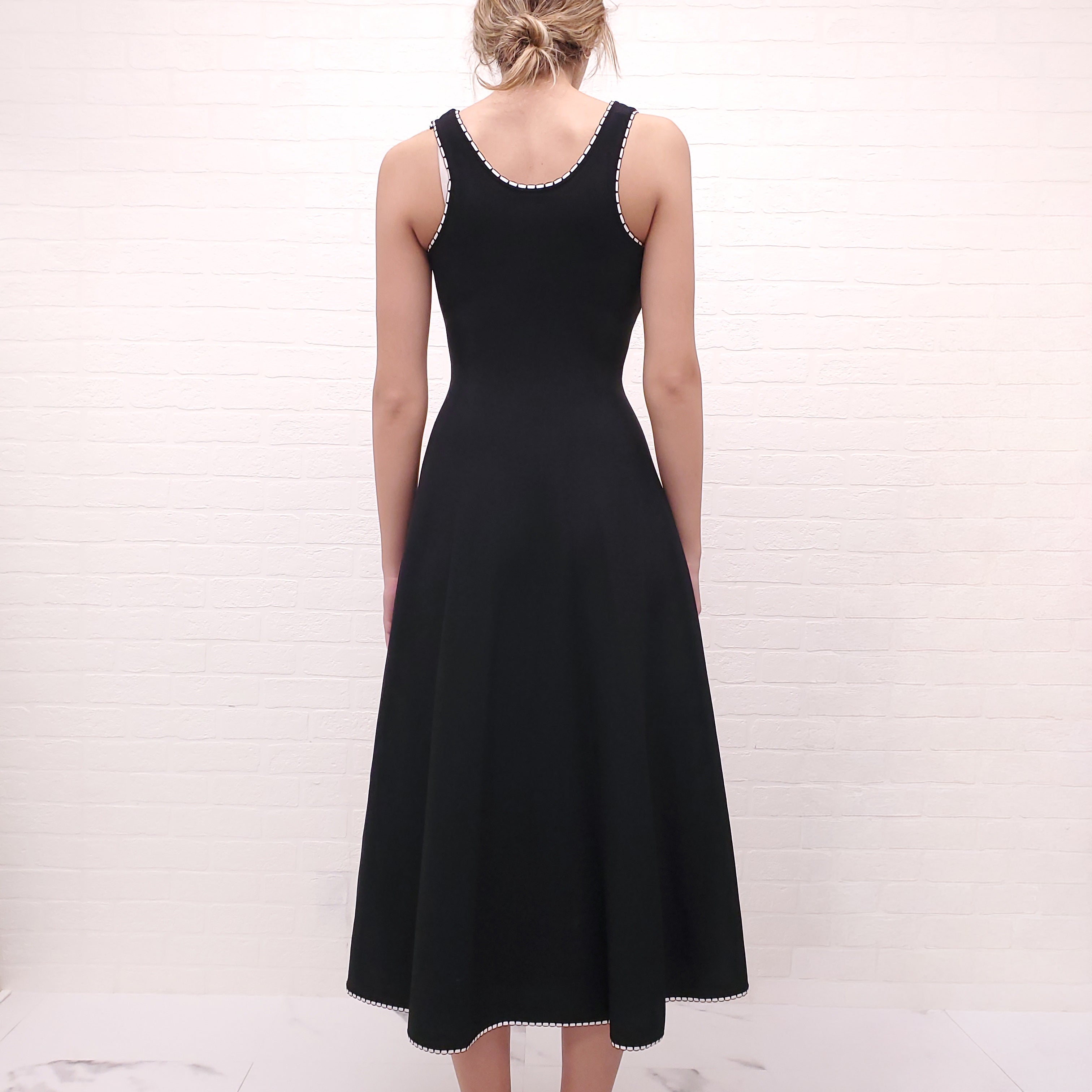 ALAIA BLACK AND RED GRAPHIC LONG DRESS - SIZE 38