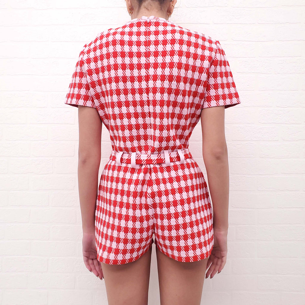 ALAÏA PINK AND RED PLAID JUMPSUIT - SIZE 42