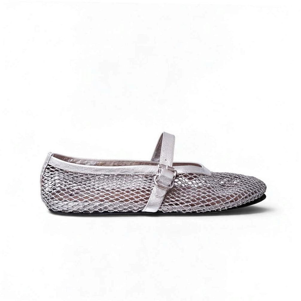 ALAÏA SILVER MESH FLATS - SIZE 42