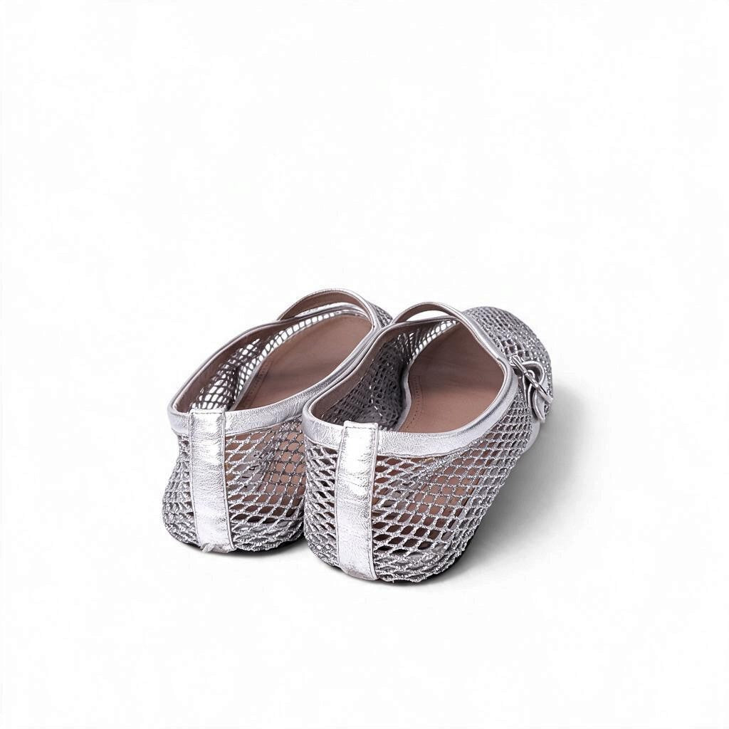 ALAÏA SILVER MESH FLATS - SIZE 42
