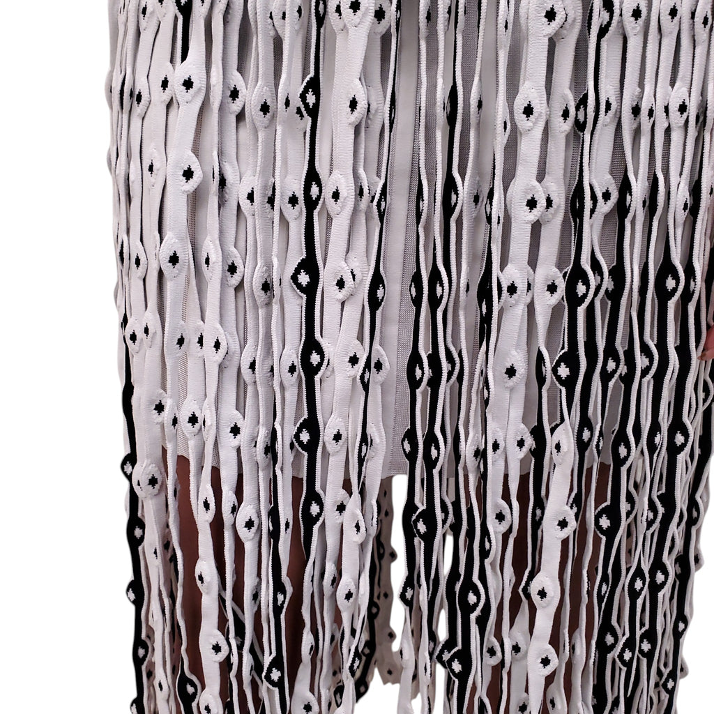 ALAÏA WHITE KNIT FRINGE DRESS - SIZE 40